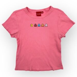Y2PAC-MAN Pink Short Sleeve Pac-Man Graphic Cropped T-shirt Baby Tee Medium